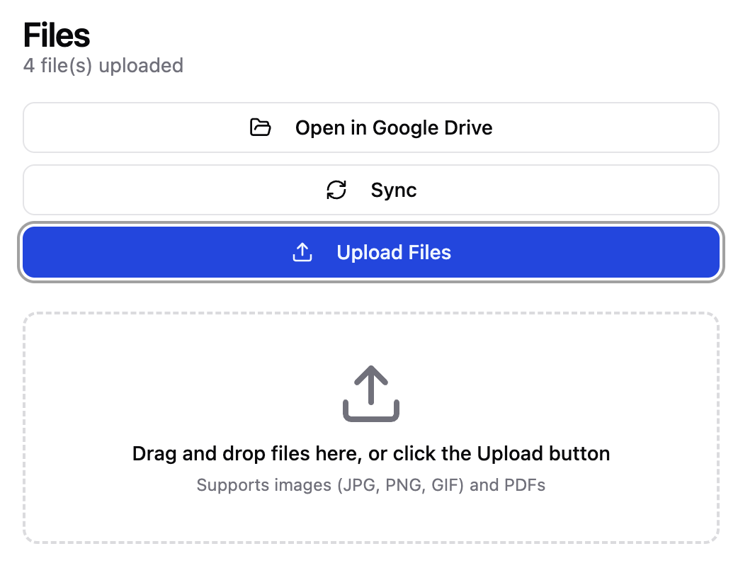 File uploads interface